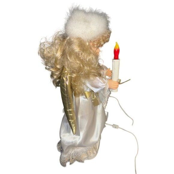 Vintage Illuminated Animated Angel 23 inch Doll Candle Golden Wings Holiday Chis - Picture 4 of 8